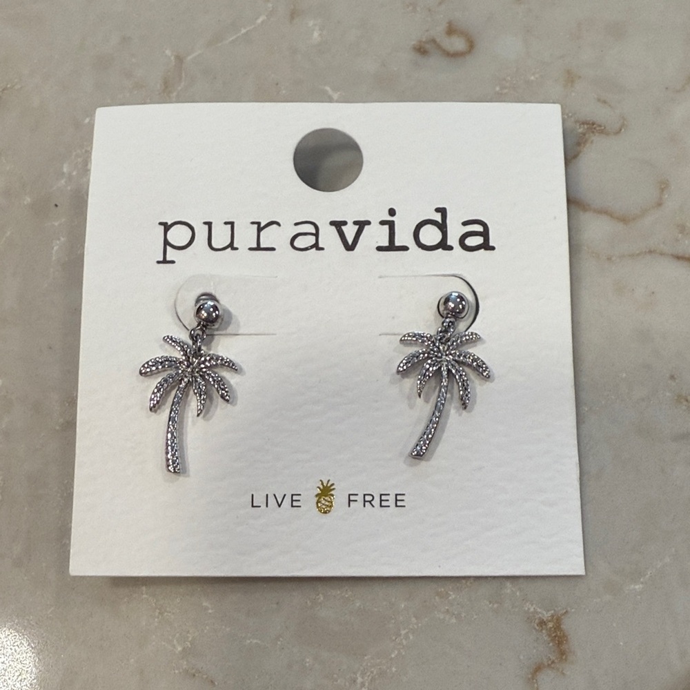 Pura Vida Silver Palm Tree Earrings